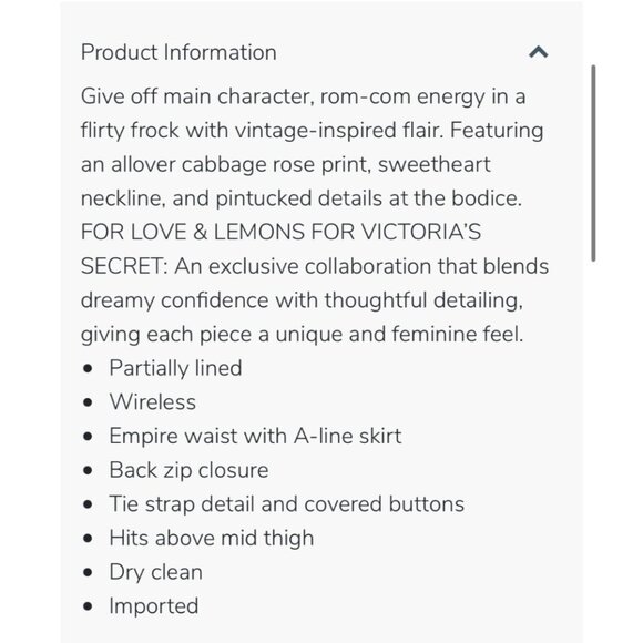 For Love & Lemons For Victorias Secret Floral Empire Waist Dress M $254 MSRP NWT - Picture 9 of 11